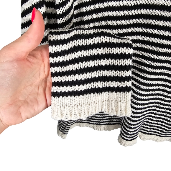 ππ» Eileen Fisher Knit Sweater Oversized Black & White Sz L - Picture 7 of 10